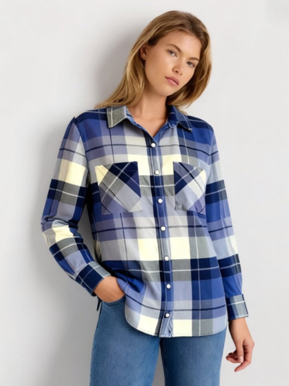 Aeropostale Women's Boyfriend Shirt Button Up Long Sleeves Plaid Size S